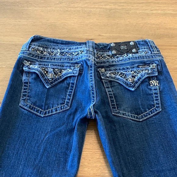 Miss Me Mid Rise Skinny Jeans Women’s 31 Flap Pocket Embellished Bling Metallic - Picture 1 of 10